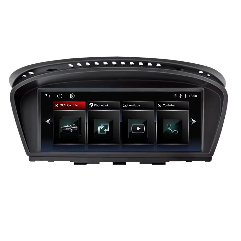 8,8-calowy ekran dotykowy, system Linux, multimedia, bezprzewodowe CarPlay i Android Auto do samochodów BMW serii 3 i 5 (modele E60, E61, E63, E64, E90, E91, E92, E93, CCC, CIC, maska, roczniki — 2