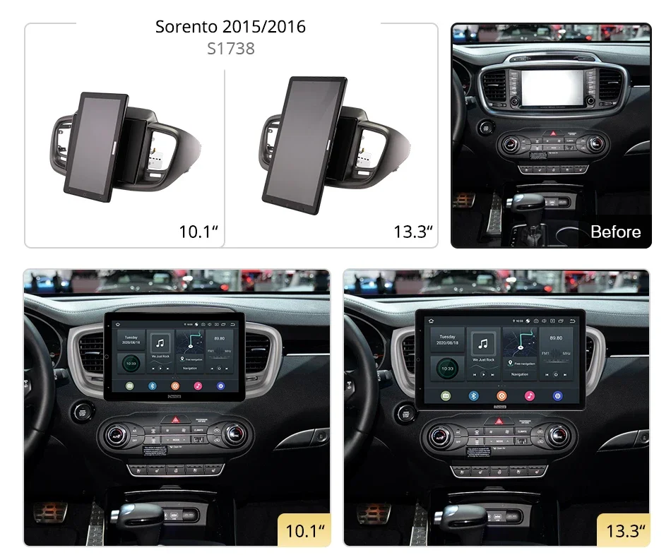 1920*1080 Ownice Android10.0 for  Kia Sorento 2015 2016 Car Radio Auto Multimedia Video Audio head Unit 13.3'' IPS Rotatable