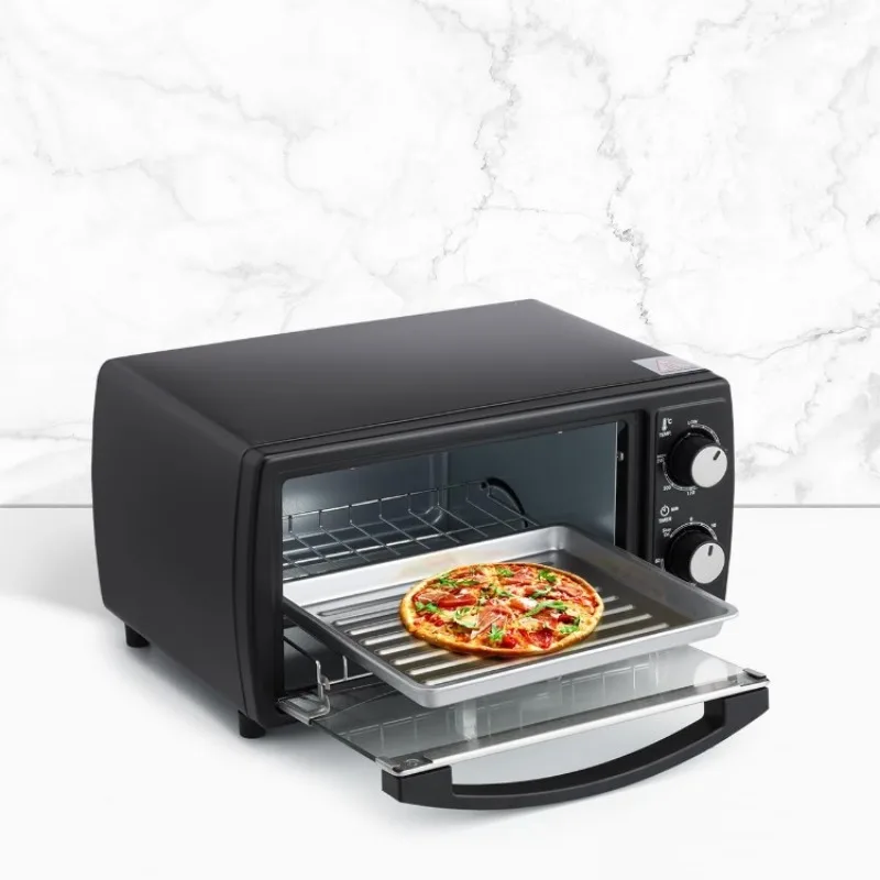 OUIO 4-slice countertop oven with 60-minute timer, includes pan and grill, grill and bake, convenient for kitchen use