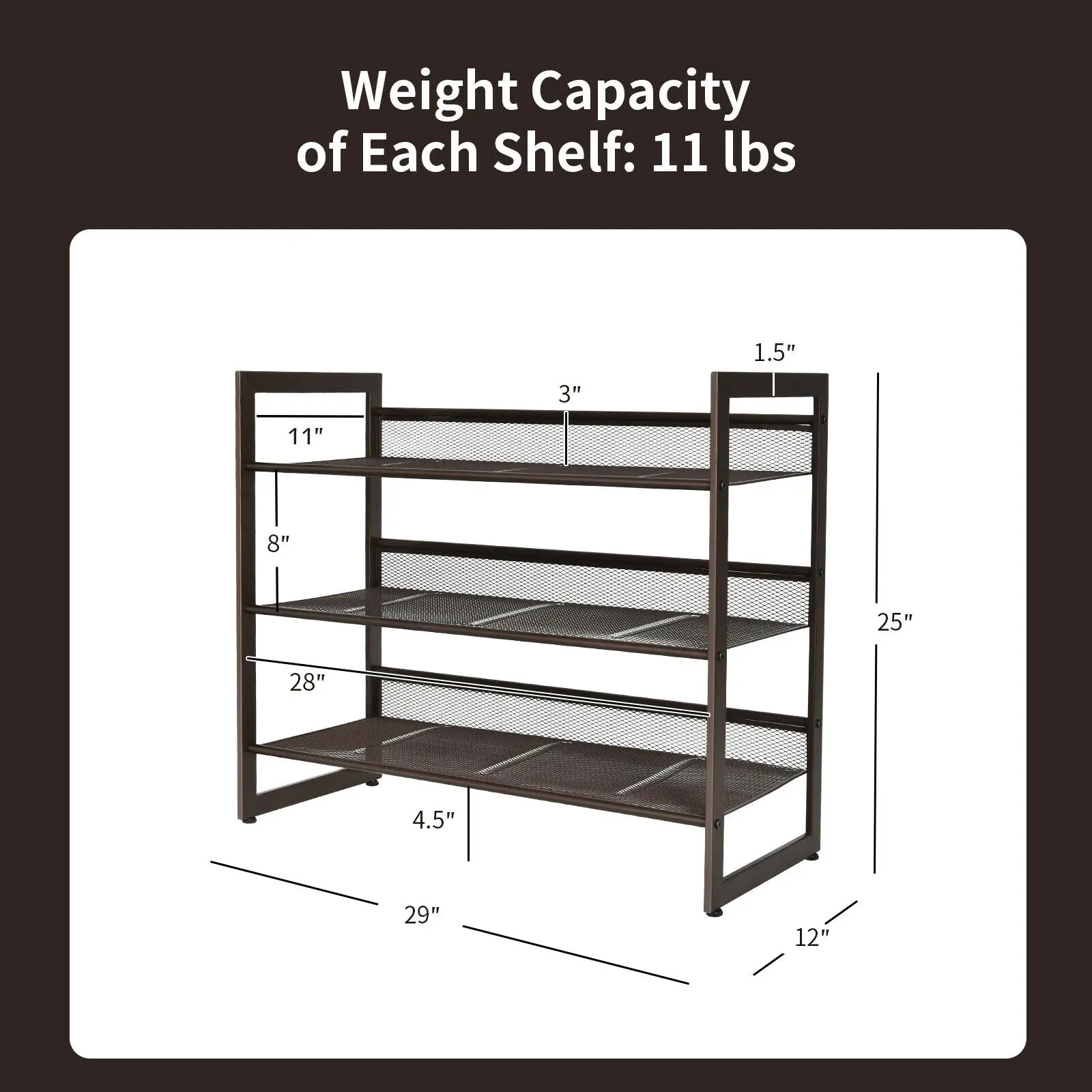 Costway 3-Tier Shoe Rack Adjustable to Flat or Slant Shoe Organizer Holder Stand HW66605