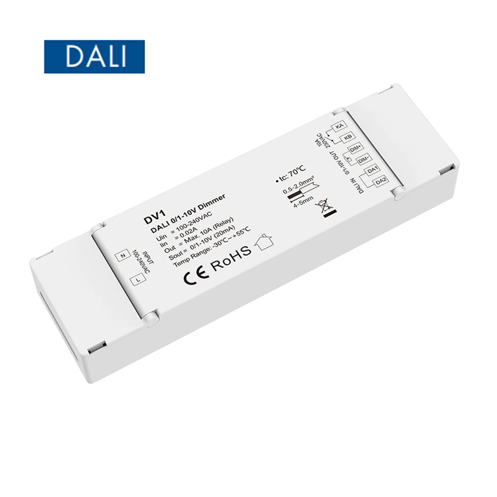 DALI 0/1-10V LED Dimmer 1 CH 0-10V 1-10V Output Compliant DALI Device Type 5 Dimmable LED Drivers for Single color LED Strip