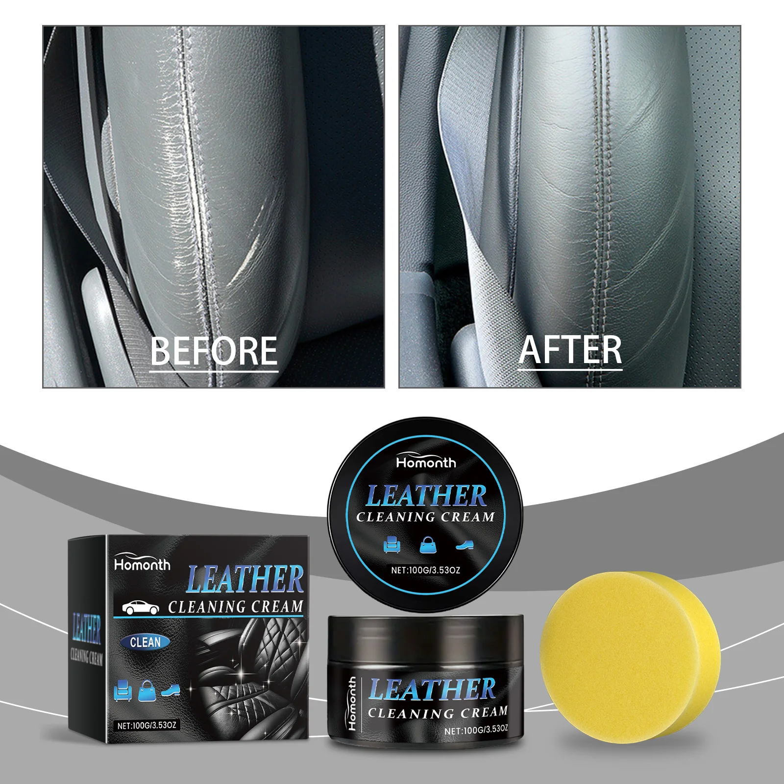 

Паста для ухода за кожей автомобиля Уход за кожей салона автомобиля Удаление пятен Ремонт Чистящая паста