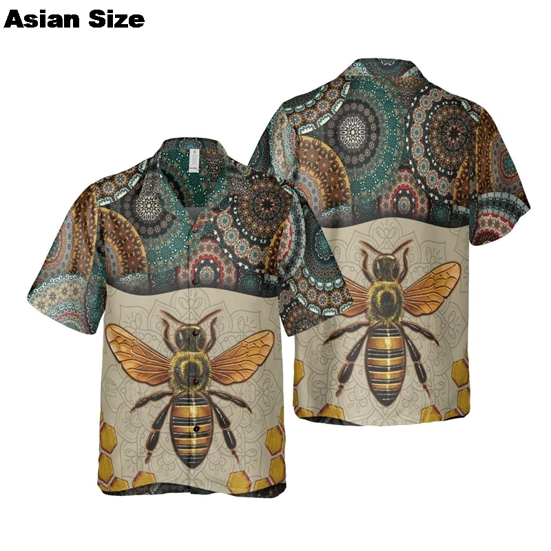 

Aesthetic Bee 3D Print Shirts For Men Clothes Hawaiian Animal Honeybee Graphic Beach Shirts Kids Lapel Blouse Animal Insect Tops