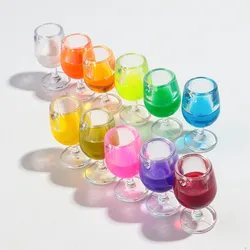 6pcs 3D Resin Red Wine Cup Charms Colorful Acrylic Goblet Bottle Pendant for DIY Jewelry Making Keychain Earring Accessories
