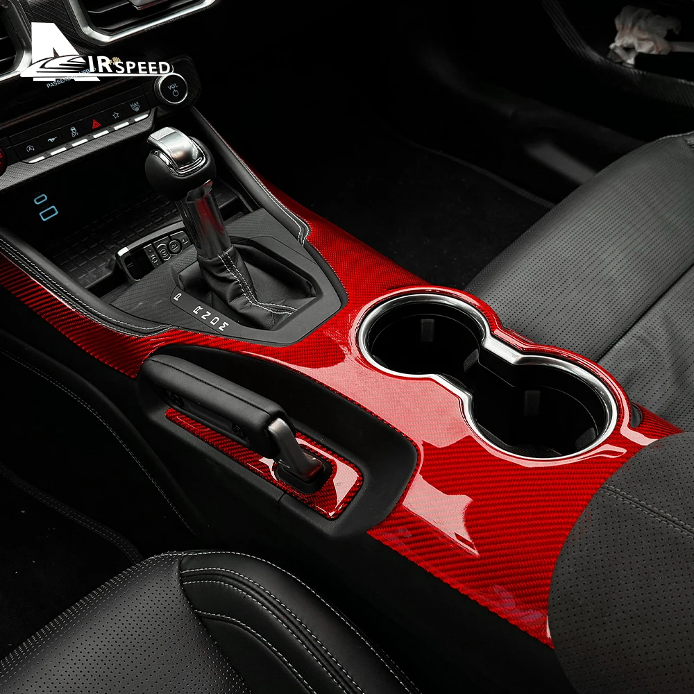 Real Soft Carbon Fiber Sticker For Ford Mustang GT Dark Horse EcoBoost 2024 2025 EPB/Handbrake Version Gear Shift Water Cup Trim