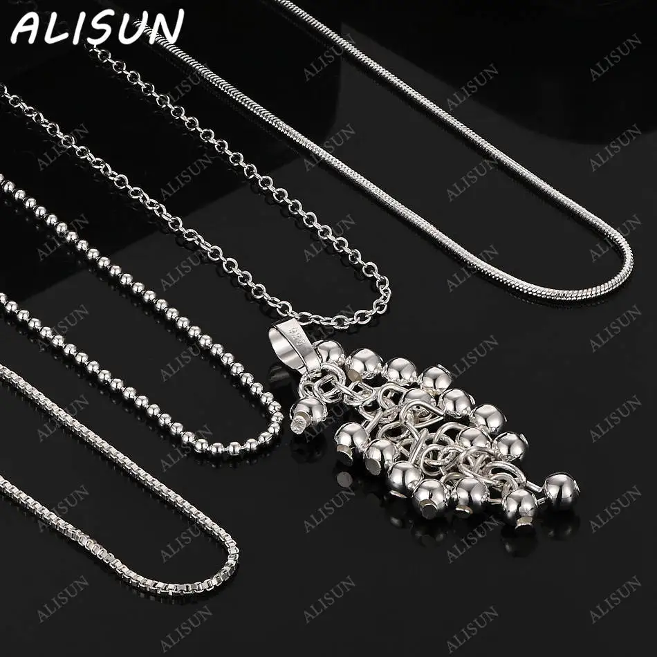 

ALISUN 40-75cm 925 Sterling Silver Bead Balls Pendant Necklace For Women Men Charm Trend Birthday Gifts Fashion Party