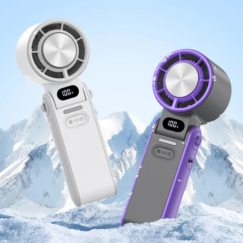 3 في 1 مروحة يدوية محمولة باليد مروحة تربو مروحة تبريد شاشة ديجيتال سرعة قابلة للتعديل للعمل في السفر في الهواء الطلق