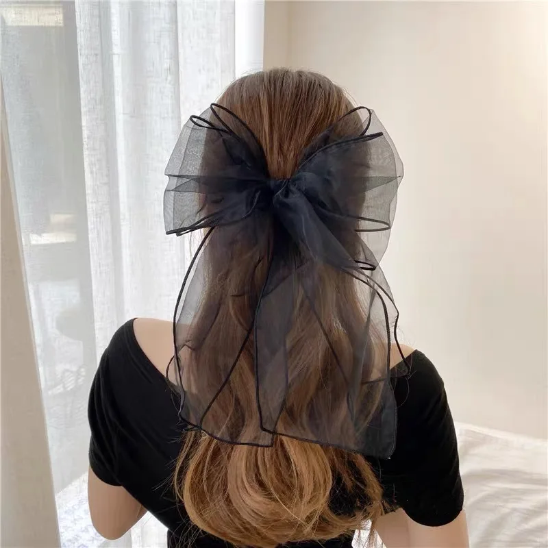 Horquilla de lazo de Organza de doble capa para mujer, pinzas para el cabello de primavera dulce, accesorios para el cabello de moda para niña 2023