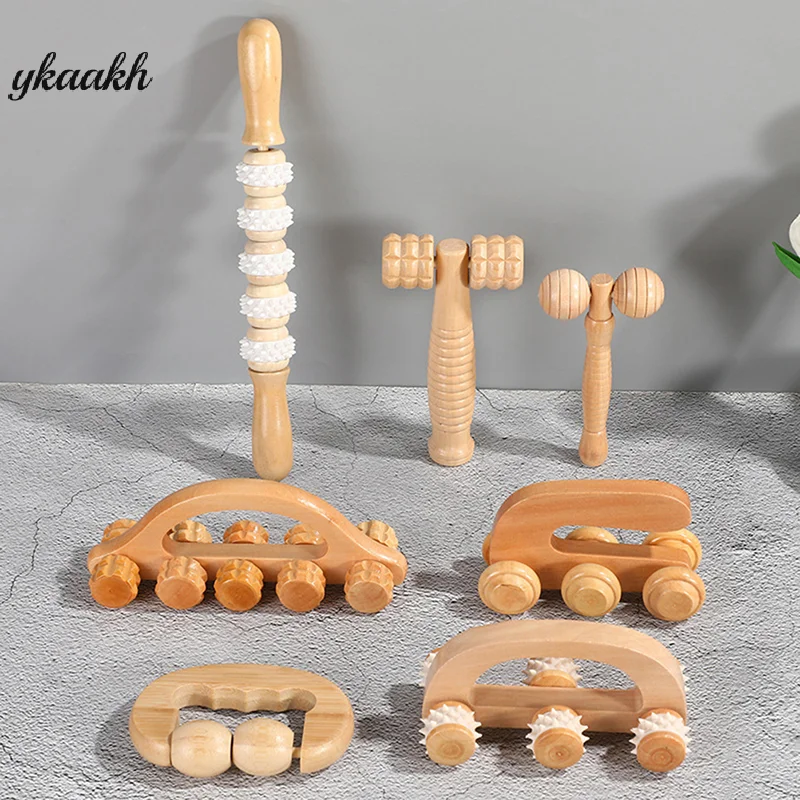 

Деревянный массажный ролик, портативные массажные инструменты для расслабления мышц лица, шеи, головы, массажер для ног, релаксация тела, красота, здоровье