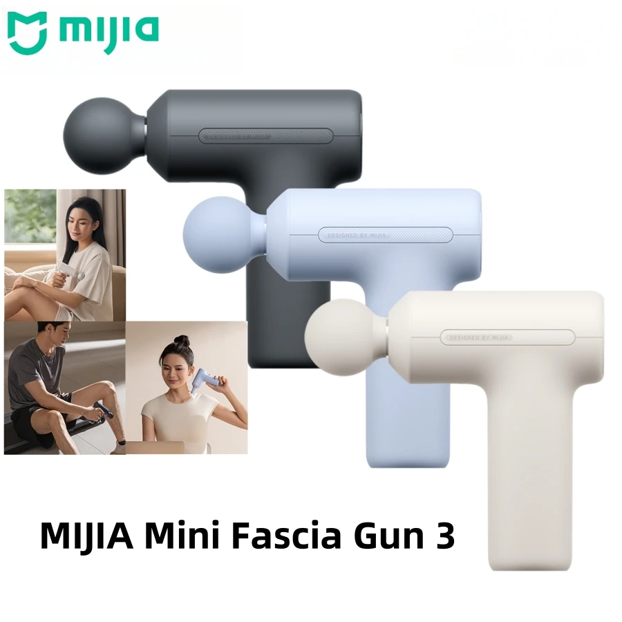 

Массажер для мышц Mijia Mini Fascia Gun 3, портативный, с силой удара 12 кг, бесшумный бесщеточный двигатель, 3 насадки для расслабления тела