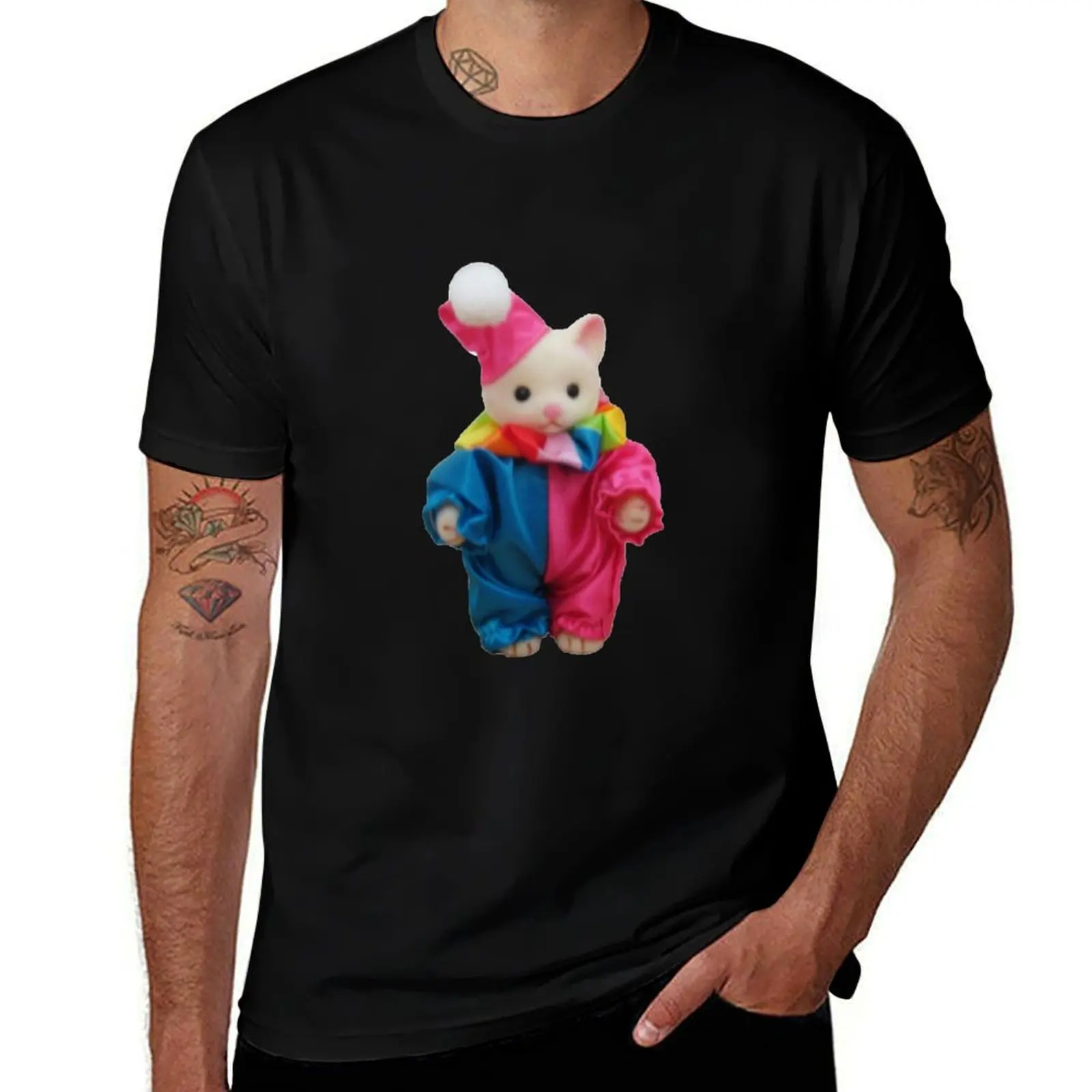little clown cat calico critter T-Shirt Fashion Letter Print T-Shirt