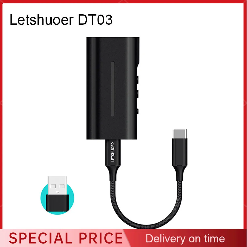 

Letshuoer DT03 DAC New Headphone Amplifier Portable High Resolution DAC/AMP Supports 32bit/384kHz with USB Input An 3.5mm/4.4mm