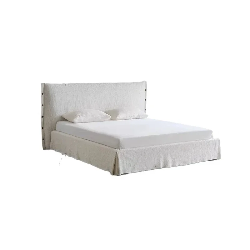 Cream wind removable and washable fabric bed 1.8 meters master bedroom bed medieval soft family double wedding bed