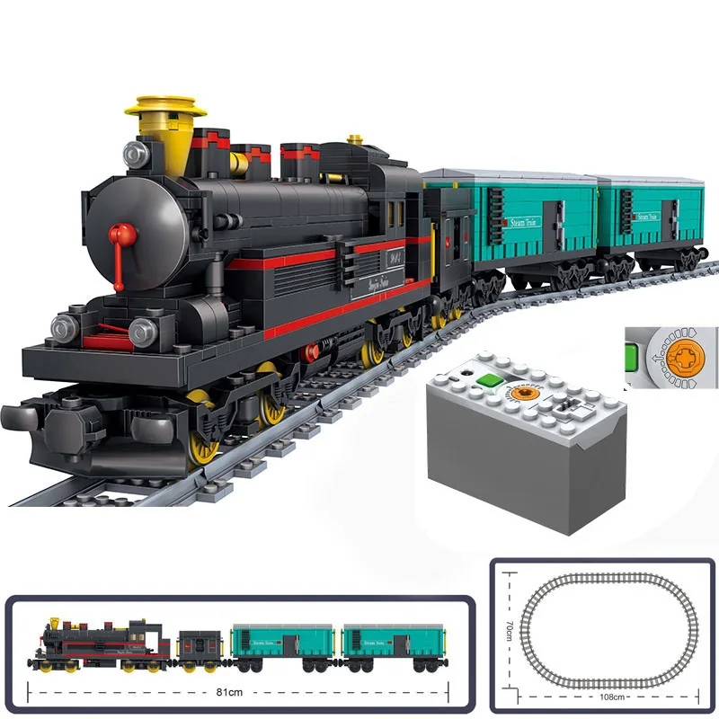 어린이 선물용 모듈식 모델 빌딩 블록 장난감, 창의적인 전문가 아이디어, 증기 기관차 Moc 철도 익스프레스 브릭