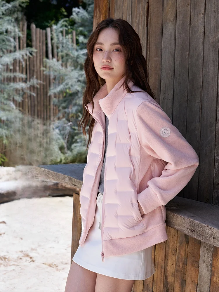 

Lightweight Splicing Women's down Jacket Snowflake Design Fleece Lined Spring New Style City Casual Outdoor Polyester Fiber