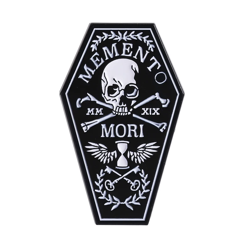

Punk Gothic Coffin Skull Enamel Pins Custom Memento Mori Skeleton Brooches Clothes Backpack Lapel Badge Jewelry Gift for Friends
