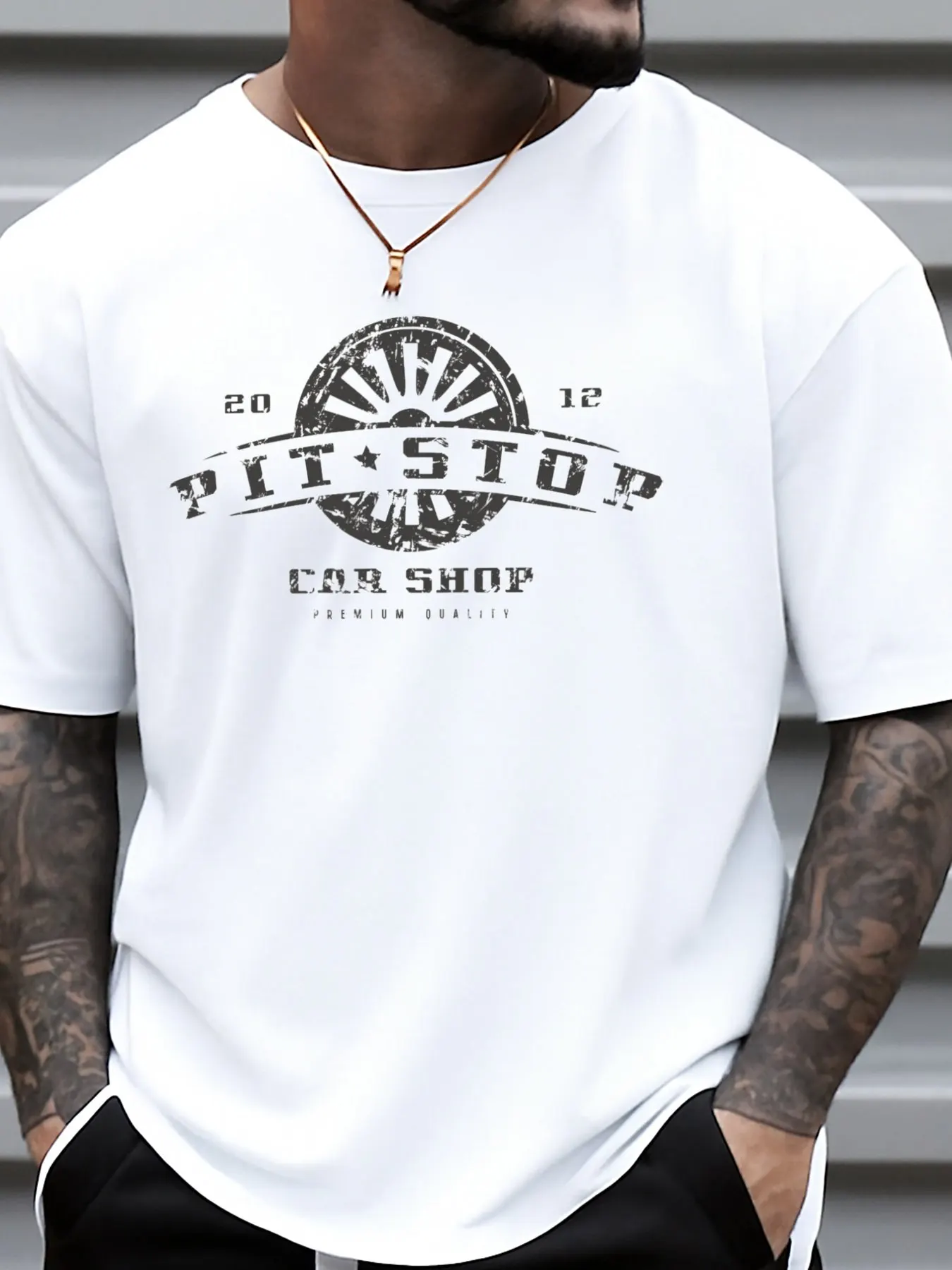 1-Pack Men's 3XL White Vintage Car Shop Graphic T-Shirt - Fun Retro Car Design with 1969 Print, Breathable Short-Sleeve Crew Neck Casual T-Shirt, Suitable for Casual Wear, Machine Washable for All Seasons (Discounted)