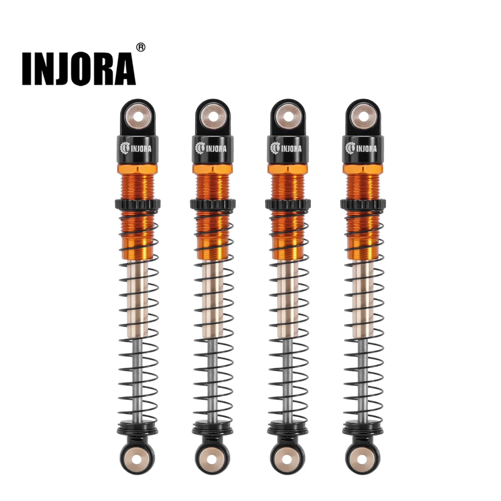 INJORA 51mm Aluminum Long Travel Threaded Double Barrel Shocks for 1/24 RC Crawler Axial AX24 SCX24 Upgrade