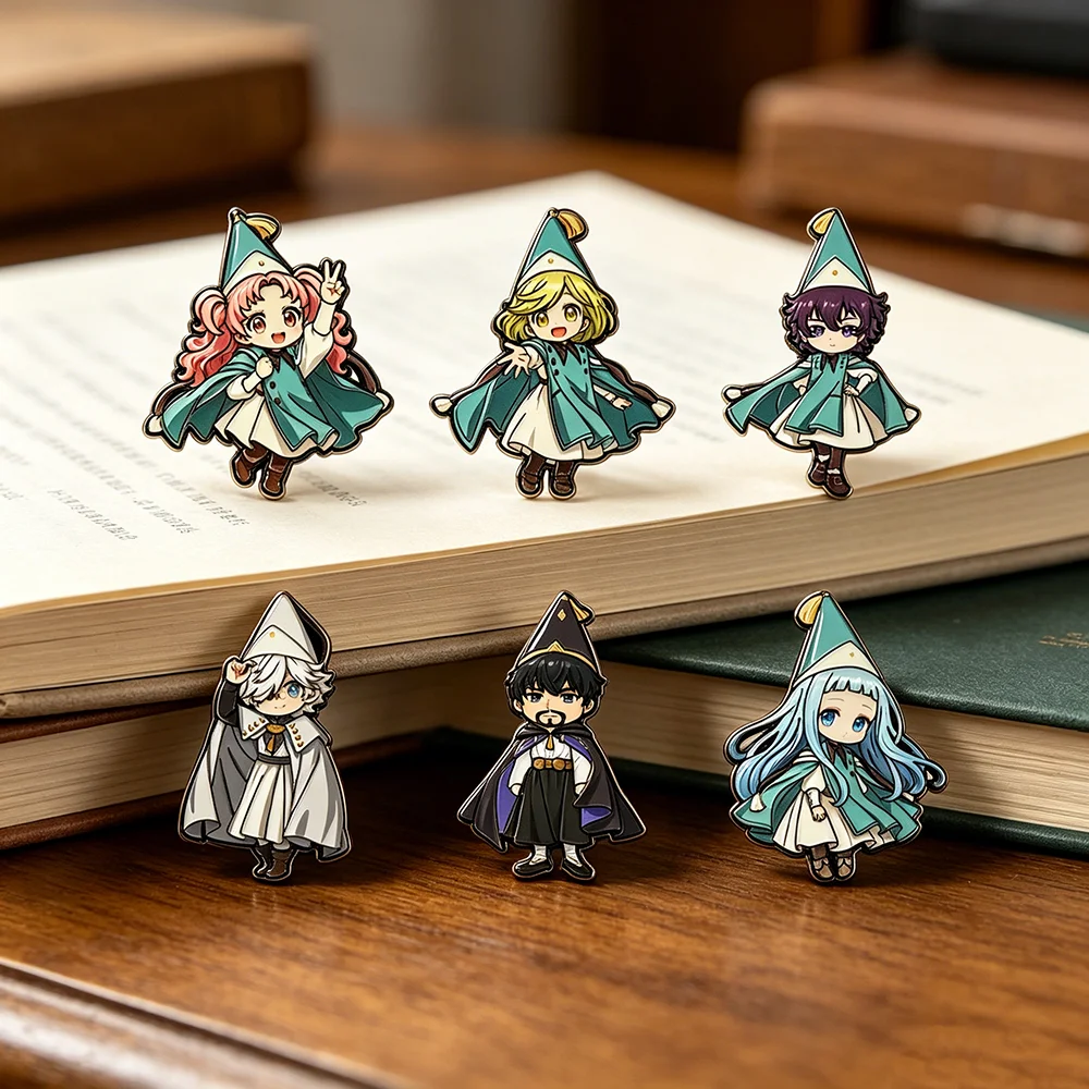 6pcs Witch Hat Enamel Pin Set for Magic Boys & Girls Qifrey Coco Agott Tetia Olruggio Anime Brooch Collection Cosplay Badge