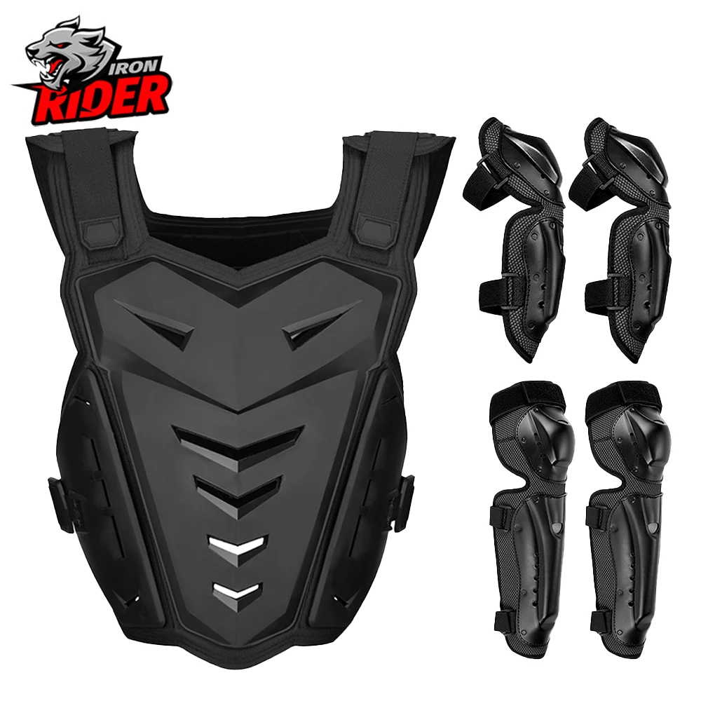 Motocross Body Armor Motorcycle Jacket Motocross Vest Back Chest Protector Off-Road Dirt Bike Protective Gear  Knee And Elbow