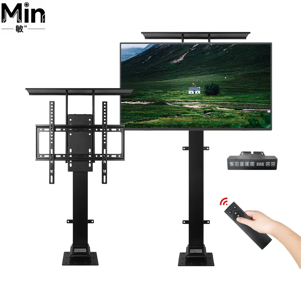 Automatic Lifting TV Lift Mount Mechanism Adjustable Height Motorized Stand Cabinet Fits 32 to 80 Inch TVs
