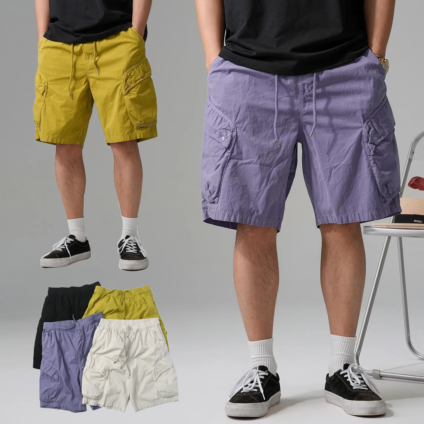 Summer Streetwear Multi Pocket Outdoor Tooling Shorts Men's Loose Fashion Casual Techwear Cargo Shorts Pant