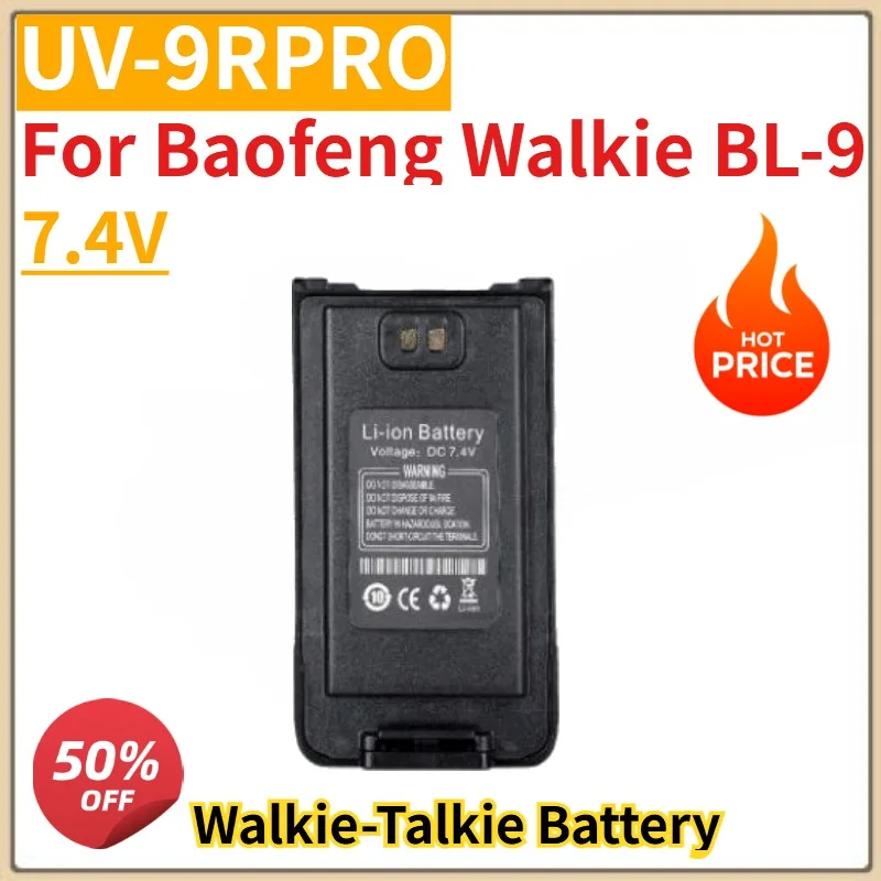 بطارية ليثيوم أيون جديدة عالية الجودة 7.4 فولت UV-9R Pro متوافقة مع Baofeng Walkie BL-9 تدعم شحن Type-C f2