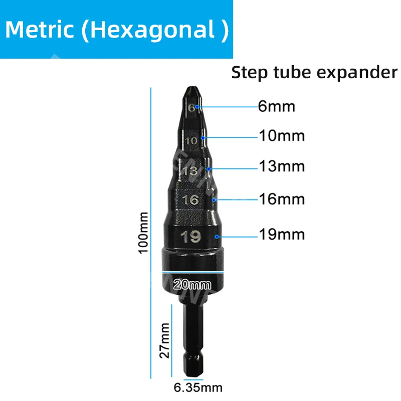 Expansor de tubo, mango Hexagonal, mango Triangular, tubo de cobre, reparación de aire acondicionado, cabezal de expansión de broca eléctrica 5 en 1