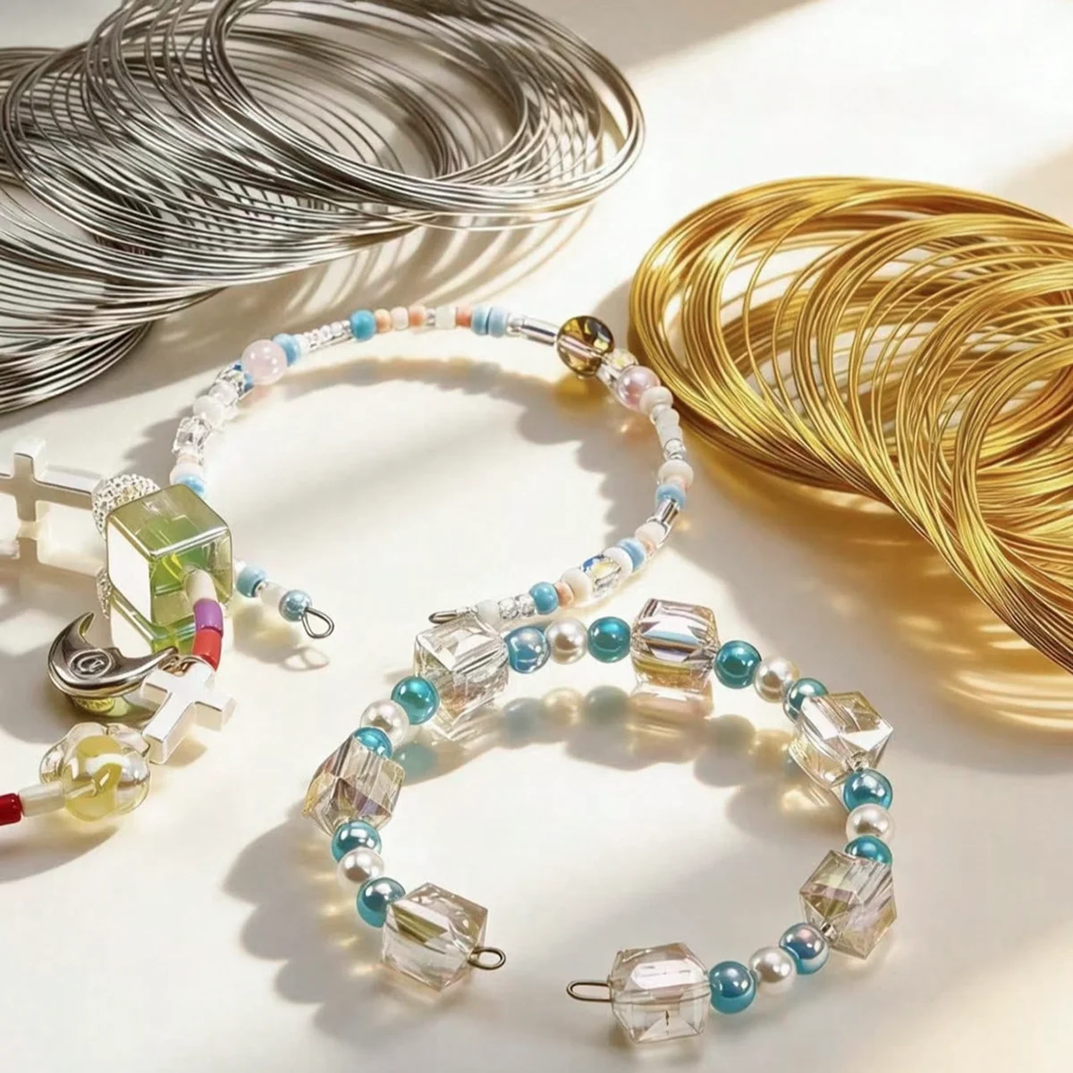 Memory Wire Bracelet - 200/100 Lingkaran/Lot Kawat Logam 0.6mm untuk