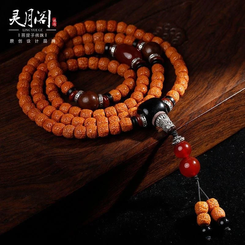 Nepal Scale Pattern Vajra Bodhi 108 Men Women, Buddhist Bead Bracelet and Necklace