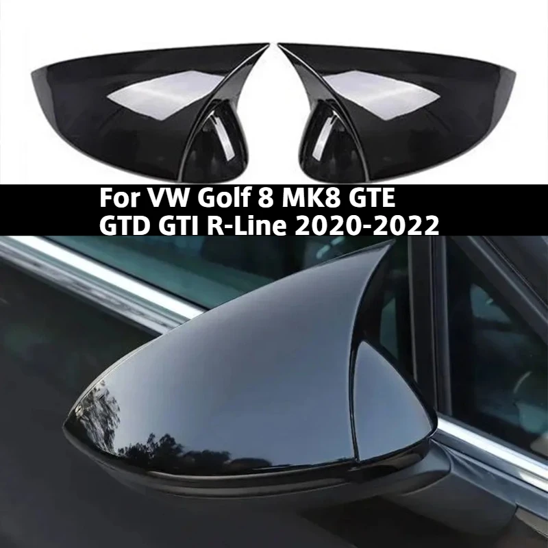 Rearview Side Mirror Cover Glossy Black For VW Golf 8 MK8 GTE GTD GTI R-Line 2020 2021 2022 5H0857537 5H0857538