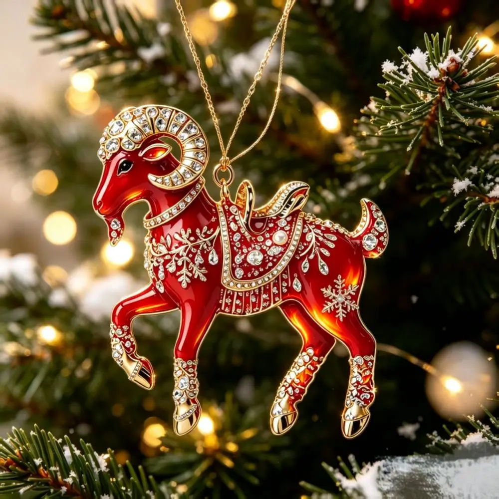 Creative 2027 Red Fire Goat Acrylic Ornament Hanging Decoration For Festive Home Party Wall Window Accessory