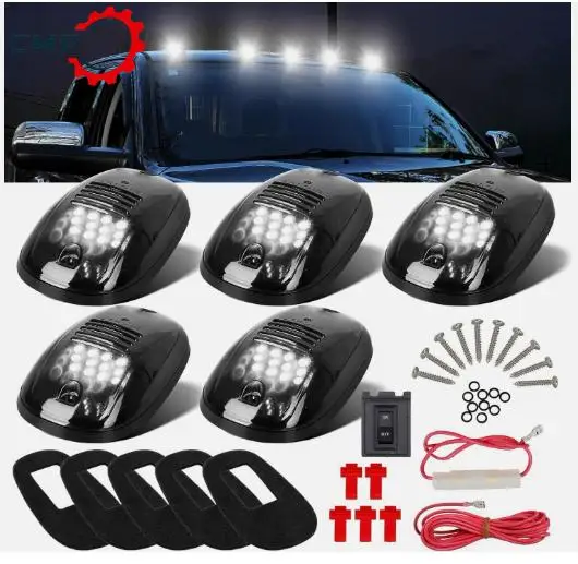 

5Pcs LED White Smoke Len Roof Top Cab Running Marker Light For Dodge RAM 1500 2500 Automotive Light Assembly