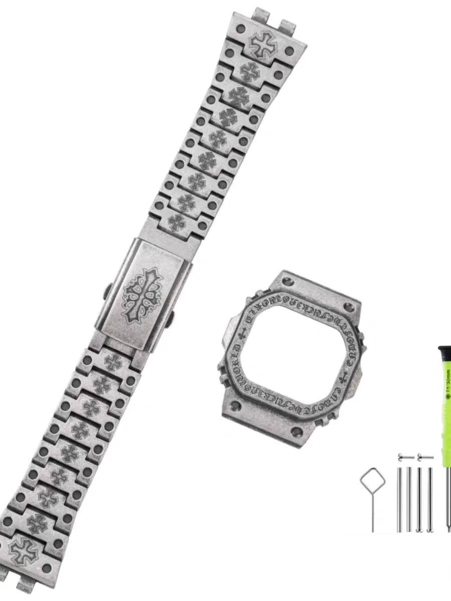 Customized GMWB5000 Dw5600 Modified mod kits Chrome Hearts Style Stainless Steel Case Strap