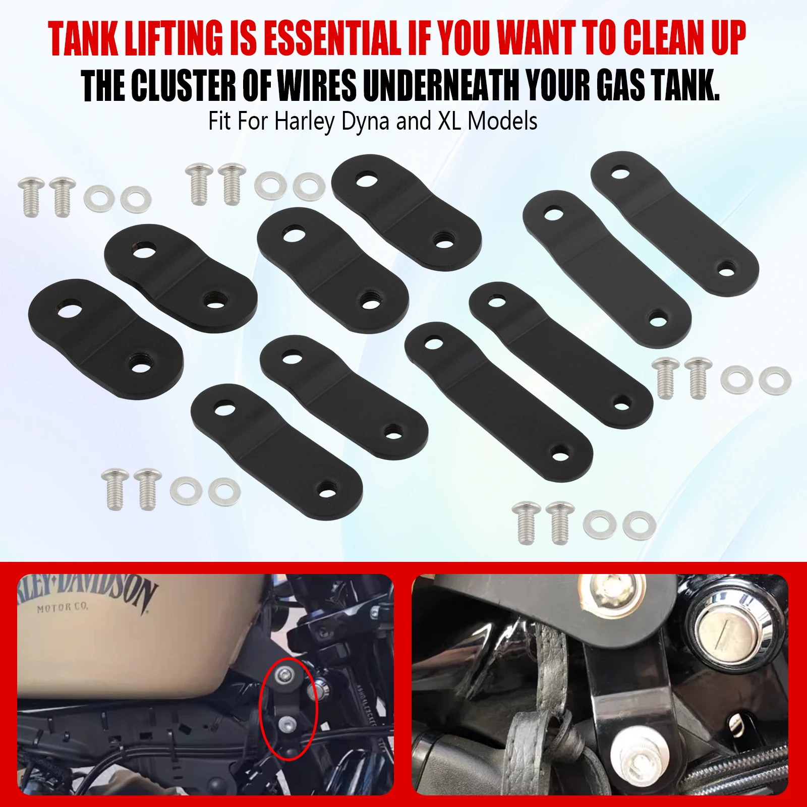28mm-76mm 38mm 51mm 65mm Gas Tank Lift Kit For Harley Sportster XL883 XL1200 48 72 Dyna Raise Tank Modified Riser Bracket