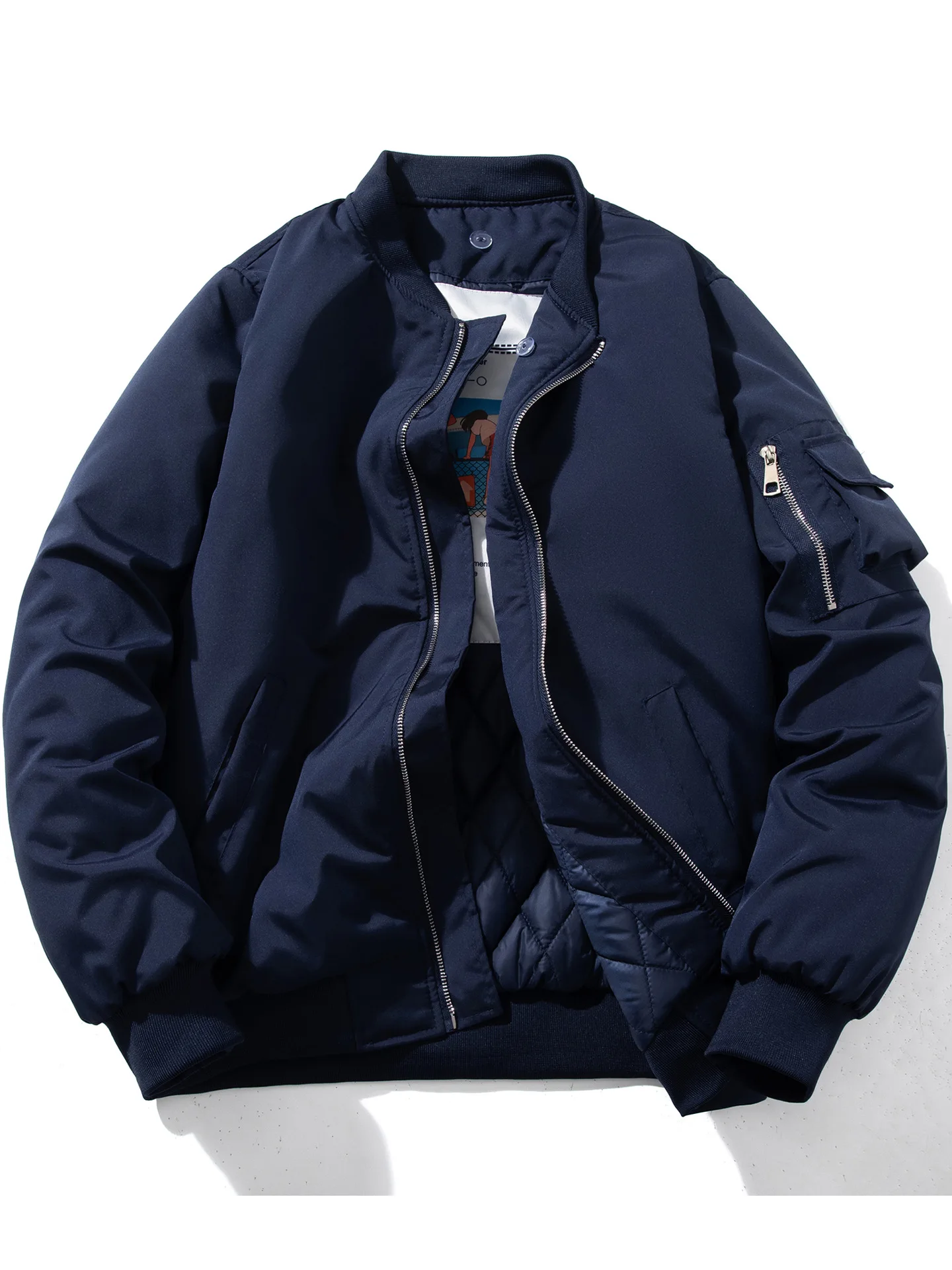 

Autumn/Winter American Men's Baseball Jacket Warm Solid Color Thick Cotton Flight Jacket Autumn/Winter Men's Jacket Men's Jacket