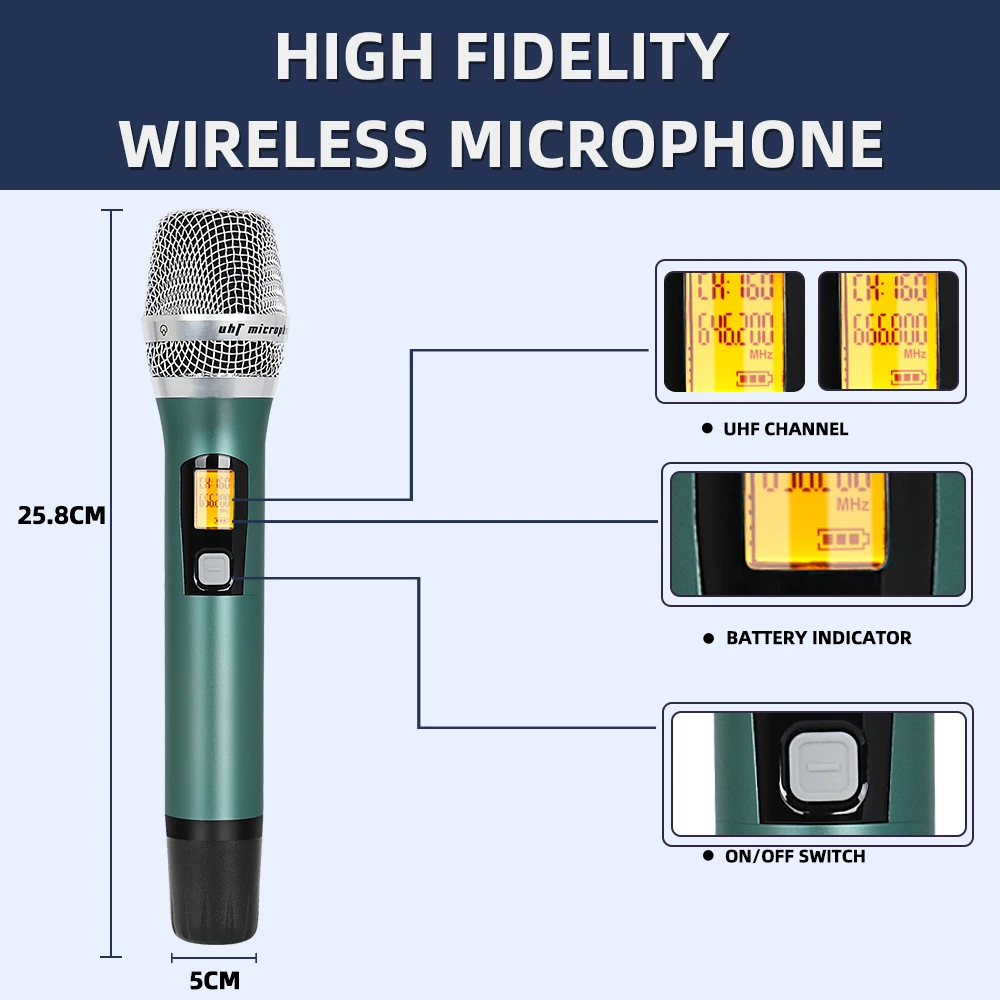 Biner DR666 Professional Wireless Dynamic Microphone With Handheld Microphone For Speech