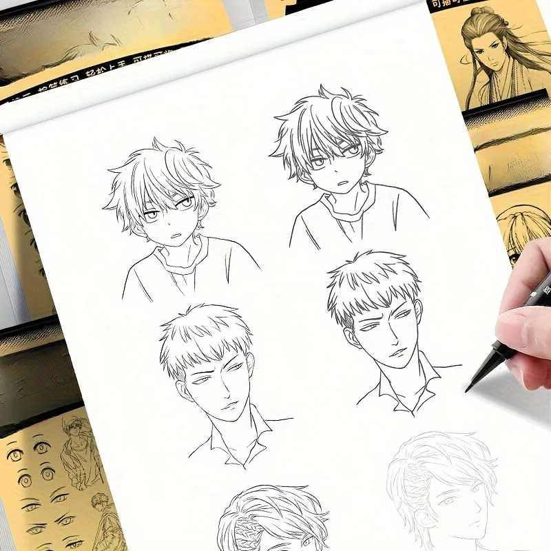 Anime-Charakter-Linienzeichnungsbuch für Anfänger - 48 Seiten mit einfachen handgezeichneten Umrissen zum Nachzeichnen und Malen üben – Detail 2