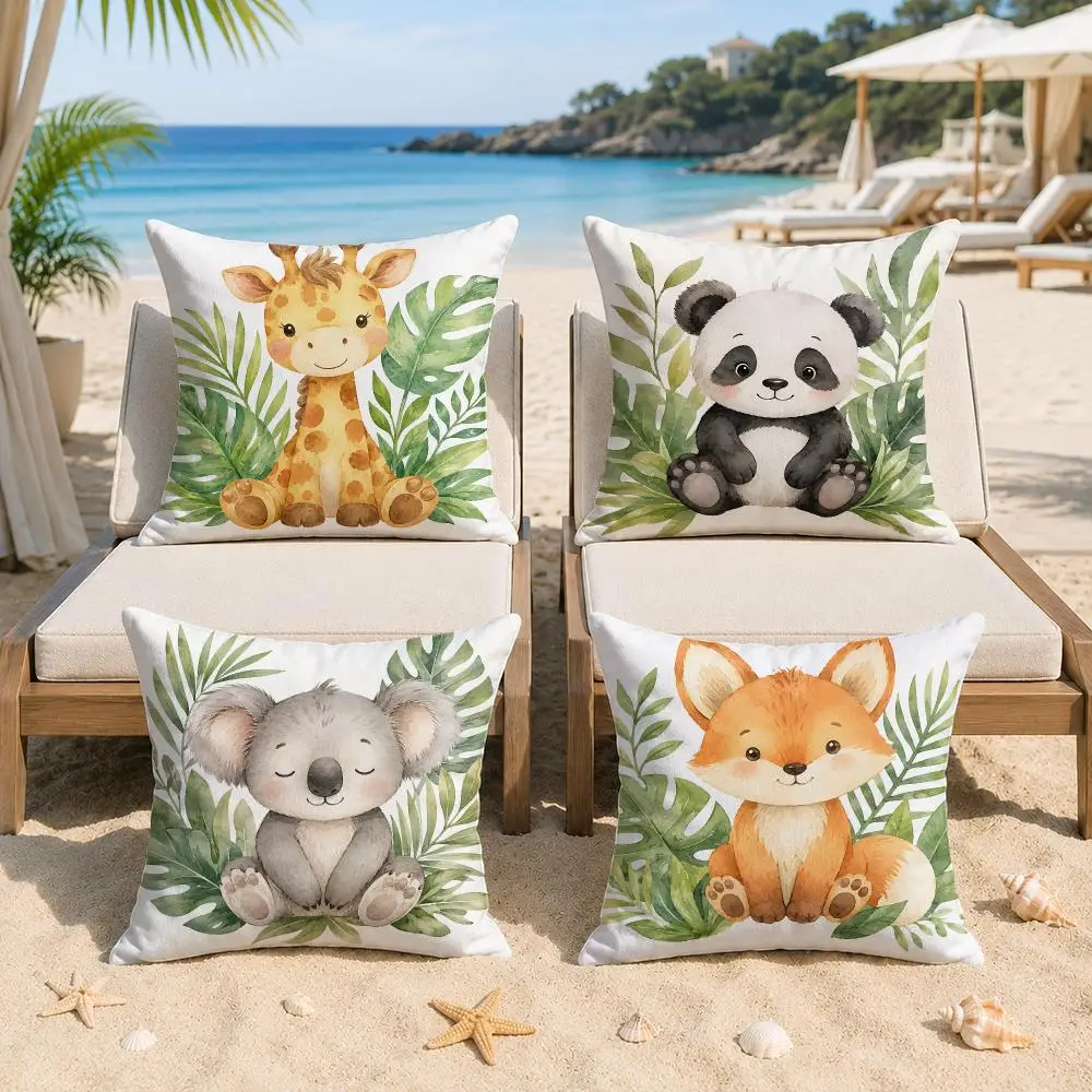 Jungle Animal Lion Zebra Monkey Tiger Cushion Cover Silky Short Plush Invisible Zipper Dustproof Sofa Pillow Case For Home Decor