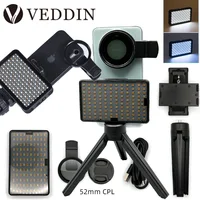 Luz de relleno de tatuaje profesional con 120 cuentas LED, reducción de luz reflejada de tatuajes, 52mm, filtro de lente CPL, Compatible con cualquier teléfono