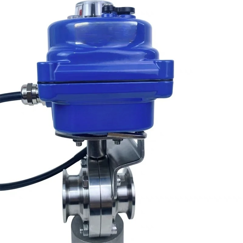 Electric quick-loading butterfly valve food grade clamp welded flow ratio adjustment valve