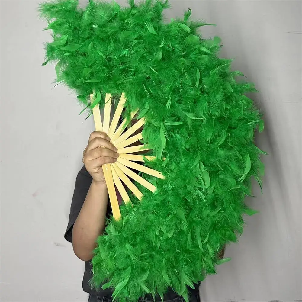 Sky Blue Large Feather Fan Photography Props Stage Performance Dance Fan Lolita Feather Folding Fan Wedding Party Decoration