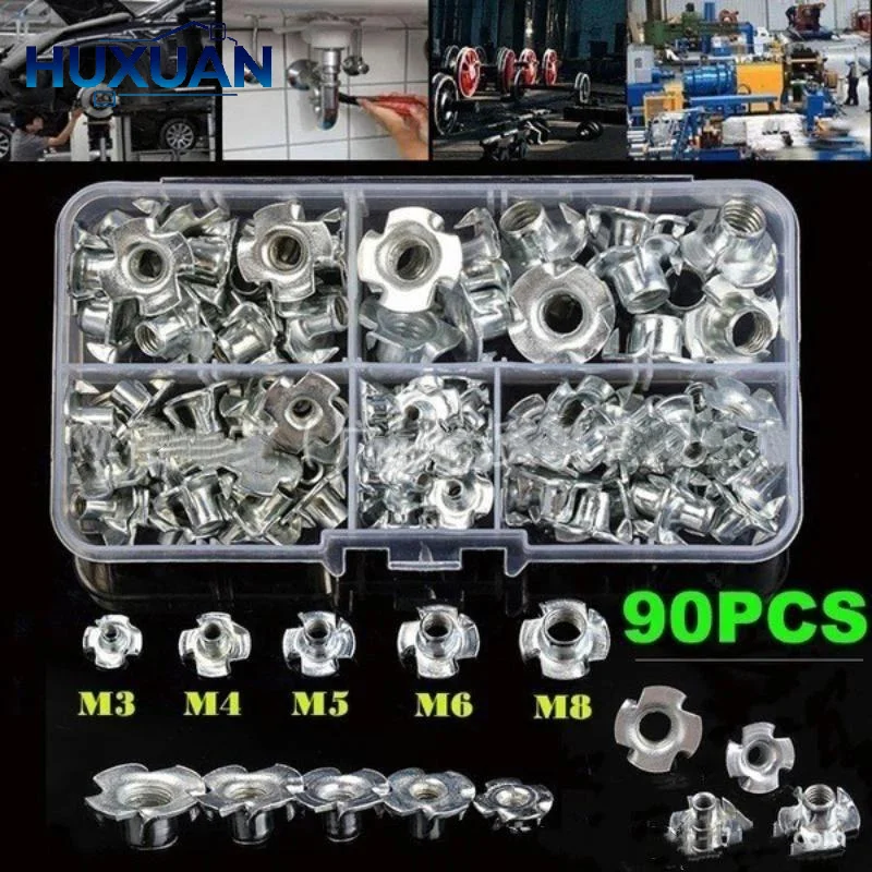 100Pcs Woodworking Furniture Thread Insert Nuts For Climbing Brackets Cabinet Nuts With 4 Impact Points