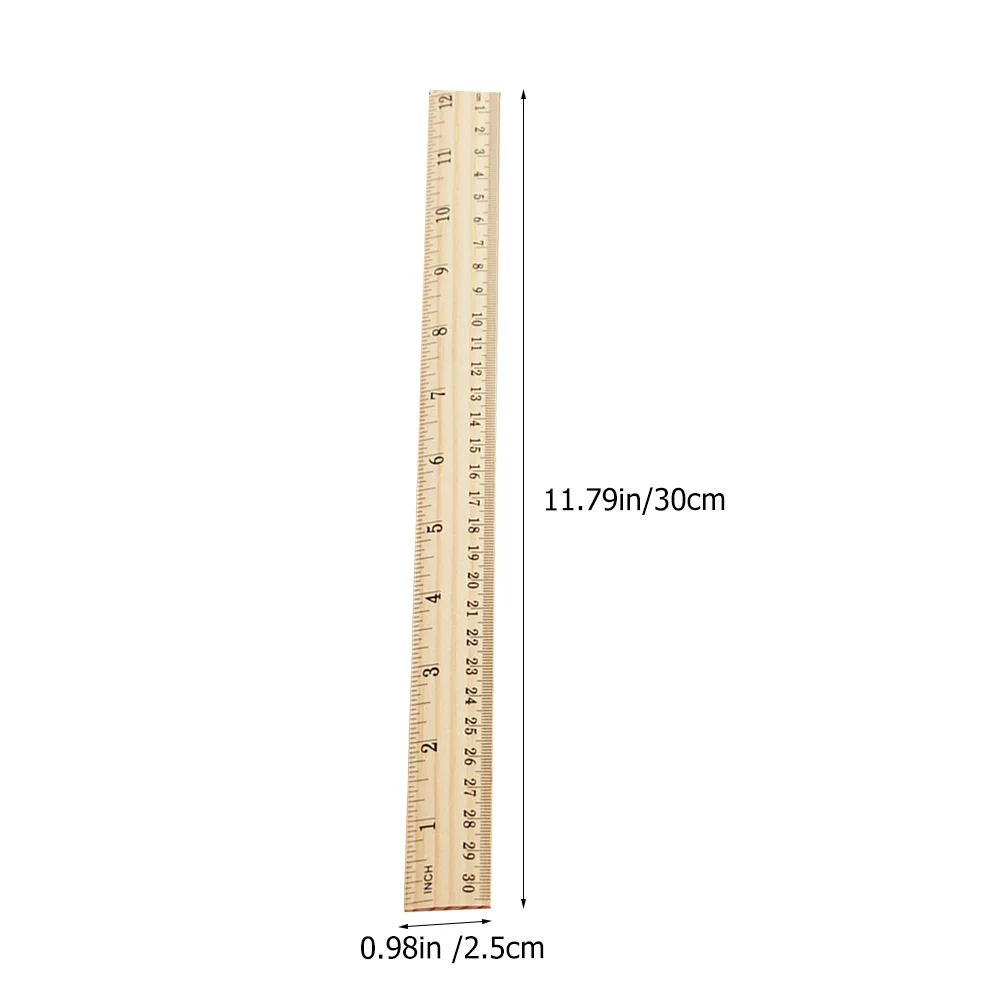 20 Pcs Wooden Ruler Rulers Metric for Office Straight Edges Drawing Small Measuring Learning Scale Measure Supplies