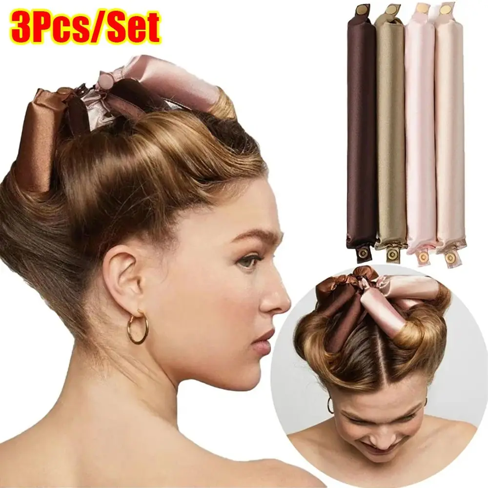 3Pcs Durable No Heat Heatless Hair Curler Satin Lazy Curls Curling Rod Soft Flexi Hair Rollers Styling Tool