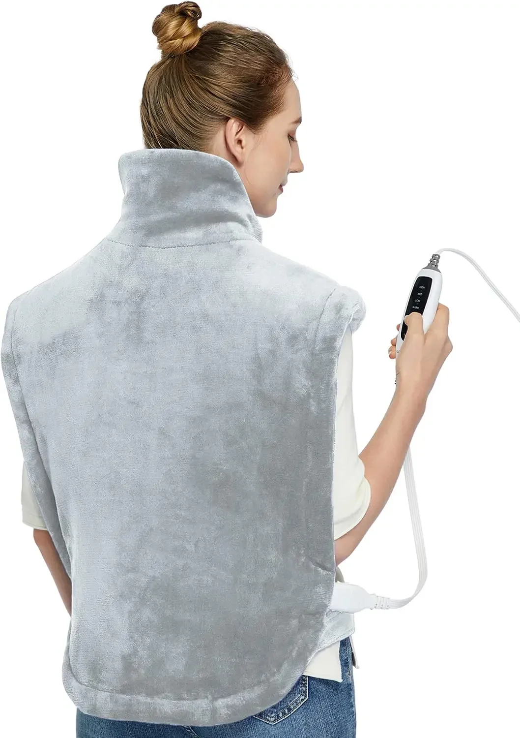 Weighted Electric Heating Pad for Back, Neck & Shoulders, 22 X 33 in, 4 Adjustable Heat Settings, Fast Heating, Auto Shut-Off, Soft Washable Velvet Cover