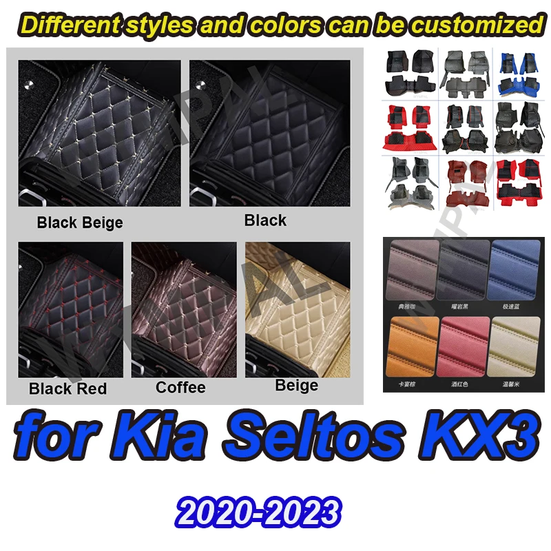 

LUXURY Car Floor Mats For Kia Seltos KX3 2023 2022 2021 2020 Auto Styling Custom Waterproof Carpets Interior Accessories Foot