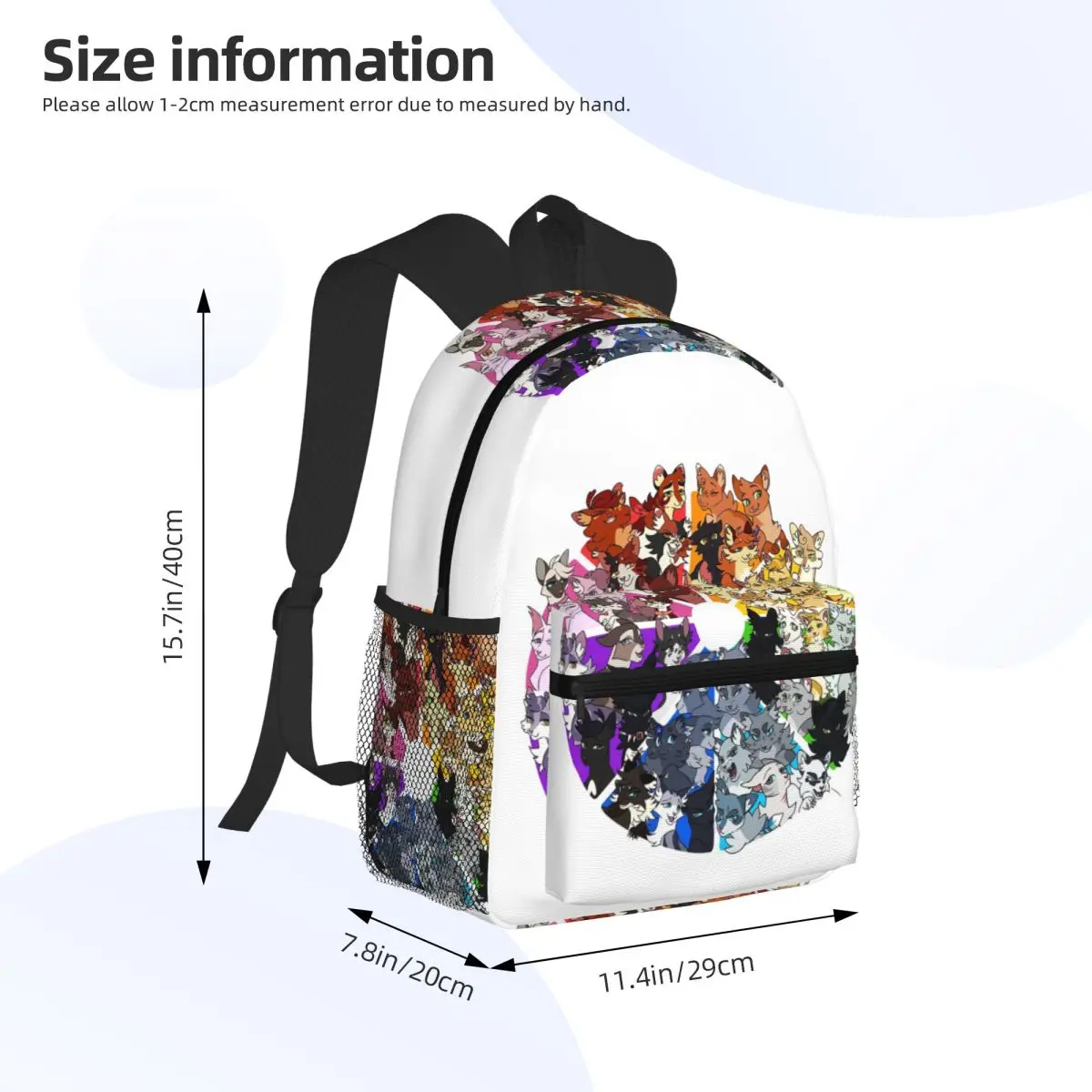 Warrior Cats Color Wheel Student Backpack School Bag Hiking Travel Daypack for Boys Girls Bookbag Shoulder Bags