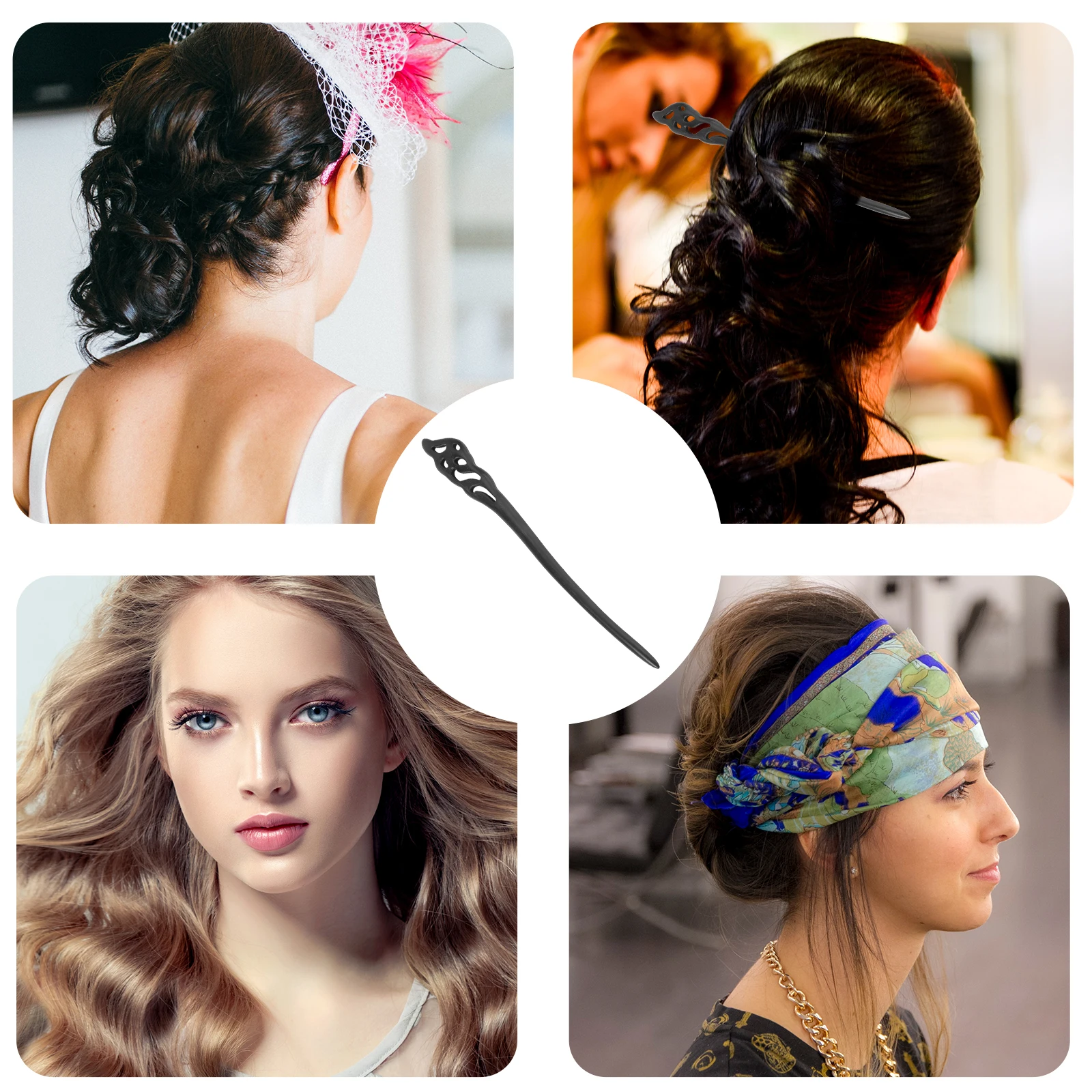 

Ebony Hairpin Vintage Chinese Style Leaf Decorative Chignon Wooden Chopsticks Miss