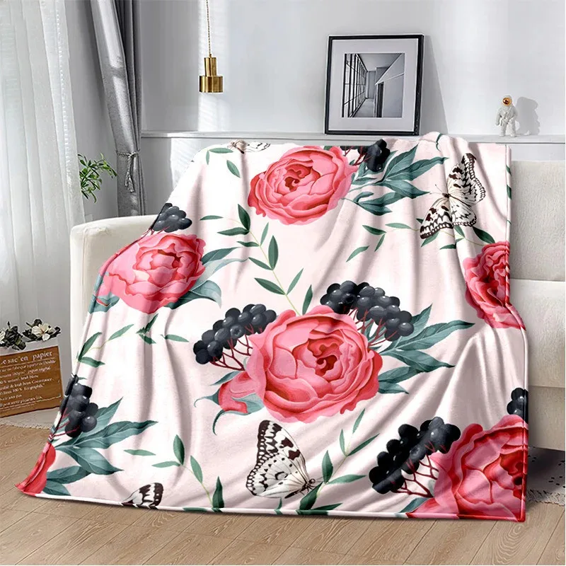 

Flower Soft Plush Sofa Bed Throwing Cartoon Picnic Thin Blankets Modern Flannel Blanket Cover Gedruckt Bettdecke Geschenk